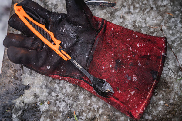 Hunttech Spork Tyrfing Add-On jagtbestik – kombineret ske og gaffel i stål til feltbrug