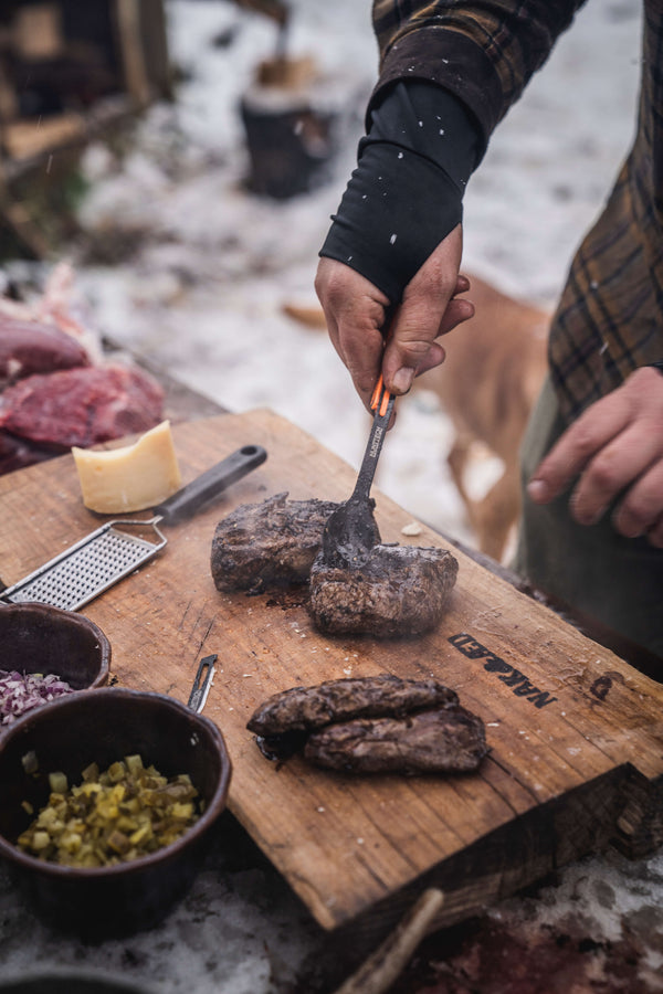 Hunttech Spork Tyrfing Add-On jagtbestik – kombineret ske og gaffel i stål til feltbrug